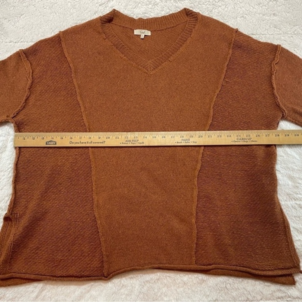 Easel Womens Size Medium Oversized V Neck Pullover Sweater Tunic Rust‎ Orange - Picture 6 of 11